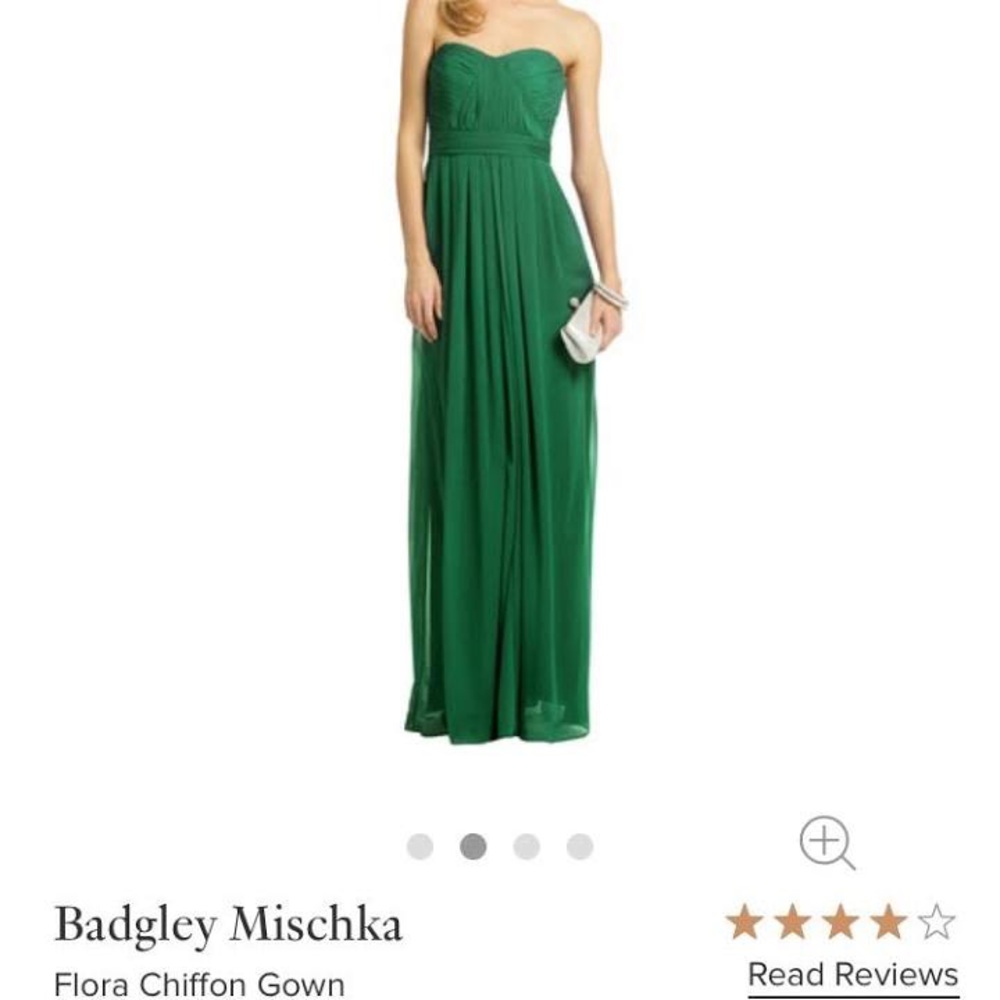 badgley Mischka 0 green strapless gown